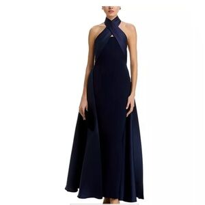 Aqua Strapless Navy Gown
